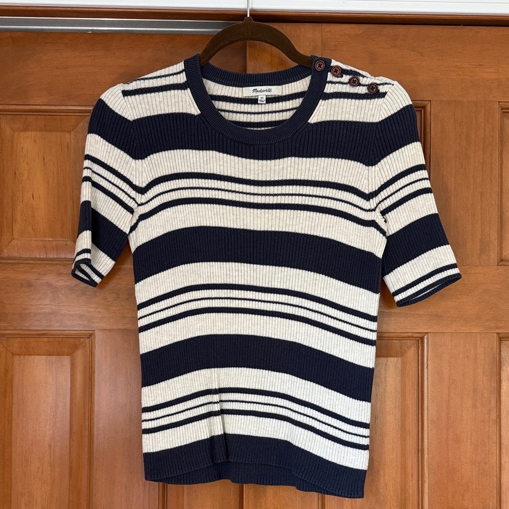 Madewell Navy and Cream Striped Sweater